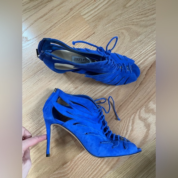 Jimmy Choo Shoes - Beautiful Royal blue Suede Heeled lace up Sandals  by Jimmy choo